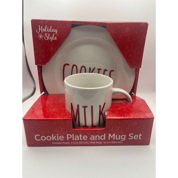Holiday Style Cookie Plate & Mug Set Christmas Eve Milk & Cookies for Santa - Picture 2 of 6